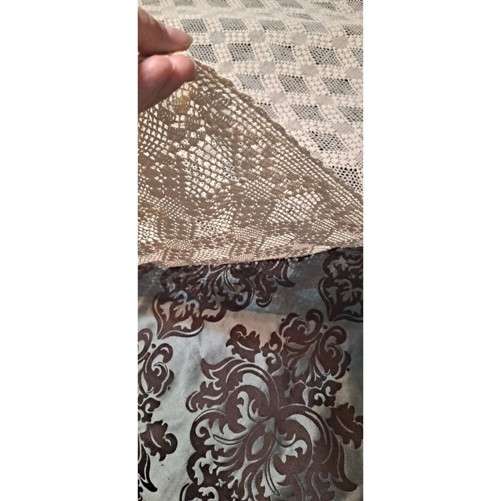 Antique Hand Crocheted Cotton Square Tablecloth‎ 48